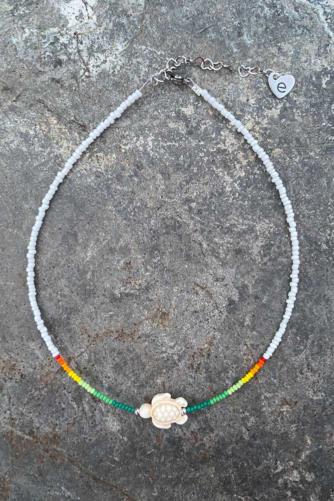Island Turtle Beaded Choker Necklace