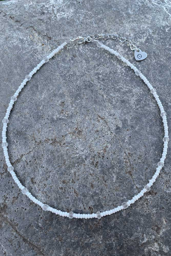 White & Clear Beaded Choker Necklace - Hope Outfitters