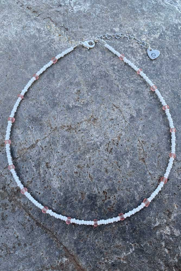 White & Clear Beaded Choker Necklace - Hope Outfitters