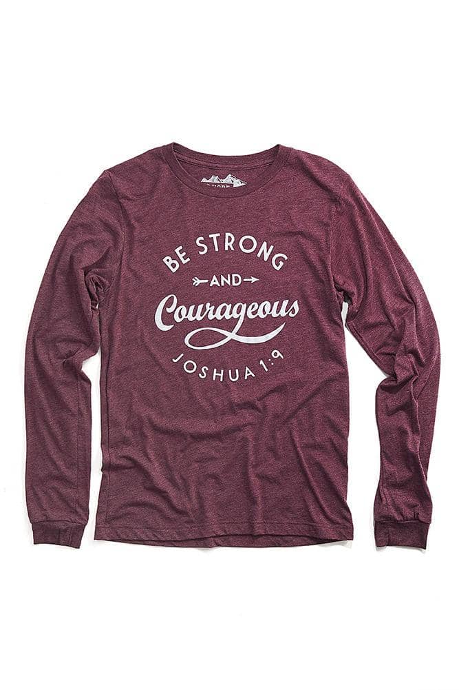 Be Strong &amp; Courageous Maroon Longsleeve Tee