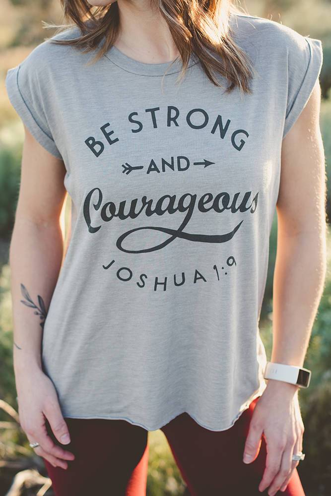 Be Courageous Flowy Rolled Cuff Tank