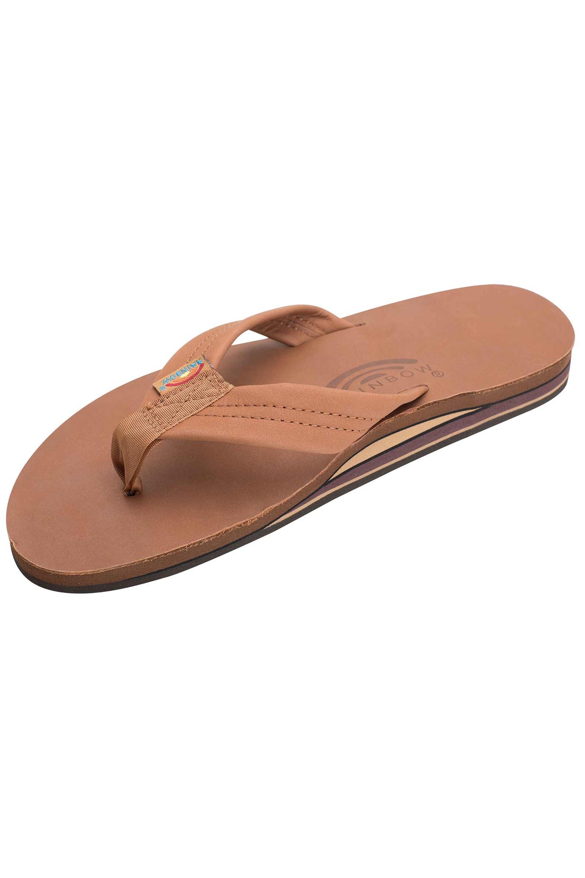 Mens Rainbow Sandals Classic Double Tan &amp; Brown