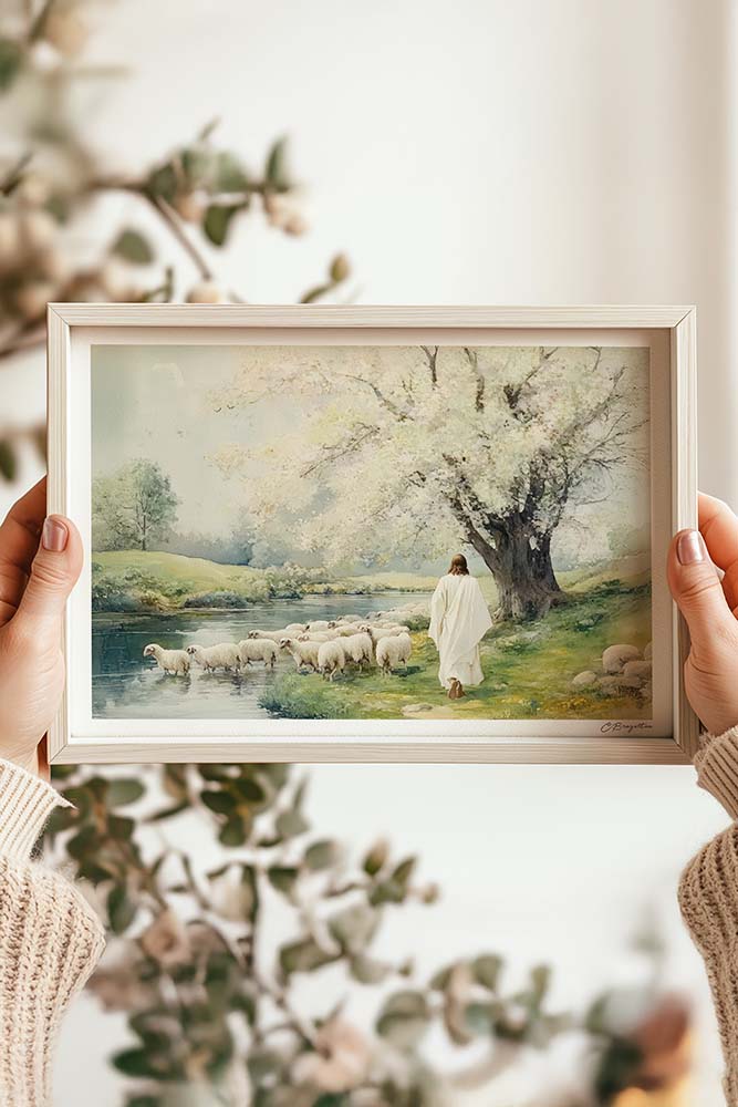 Beside Still Water - Hand-Painted or Printed - Oak Frame