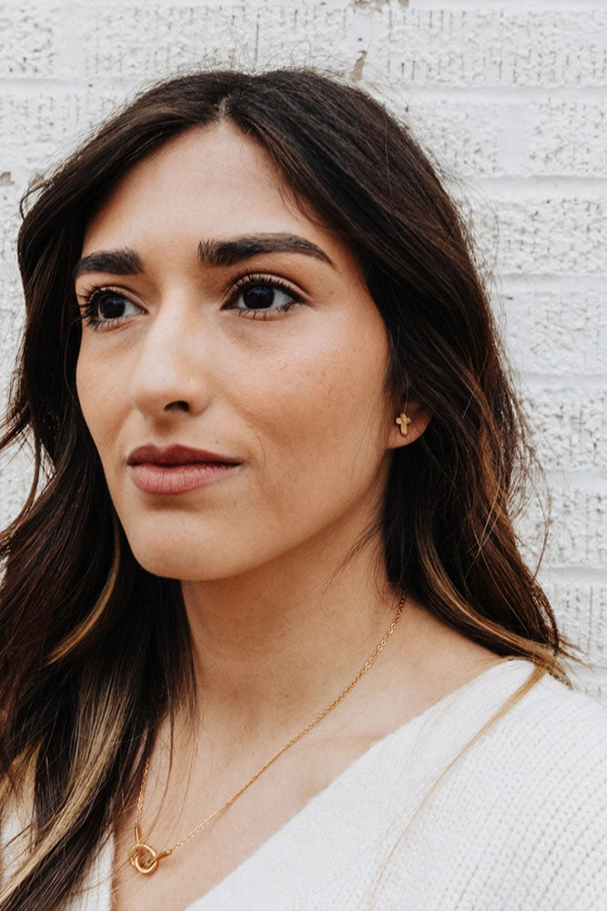 Fair-Trade Gold Cross Earrings - Made by Survivors