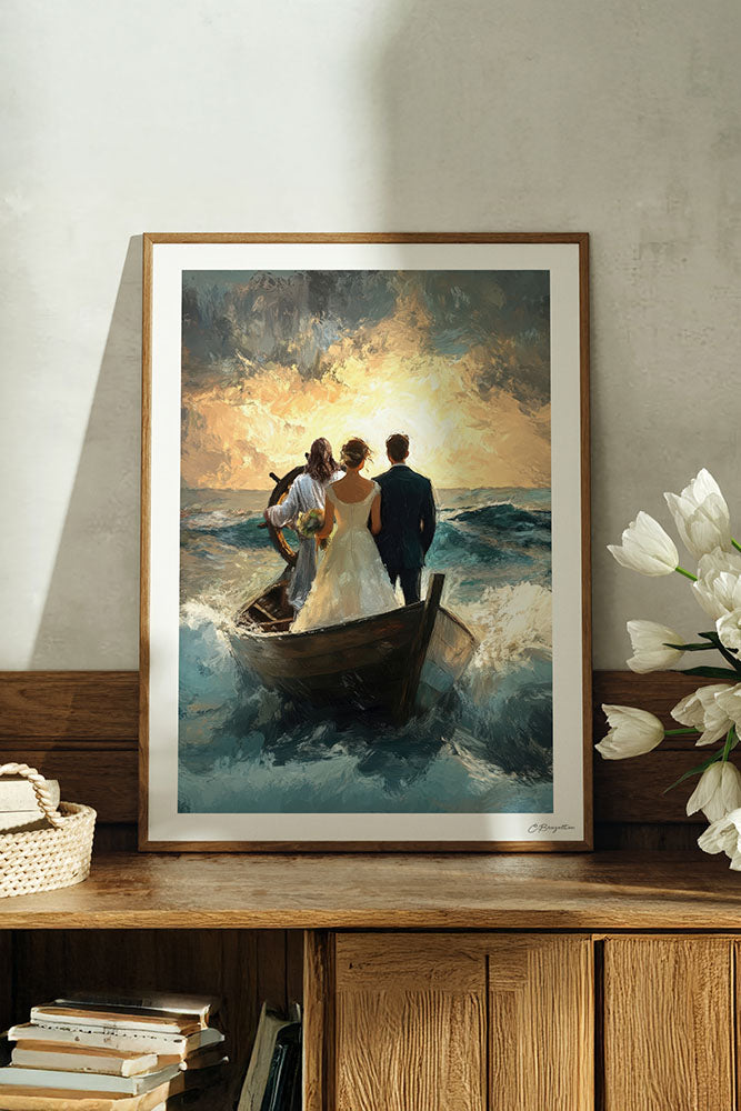 Guided by Him - Hand-Painted or Printed - Oak Frame