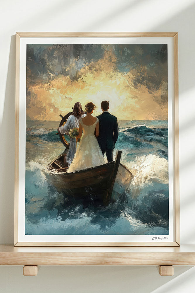 Guided by Him - Hand-Painted or Printed - Oak Frame