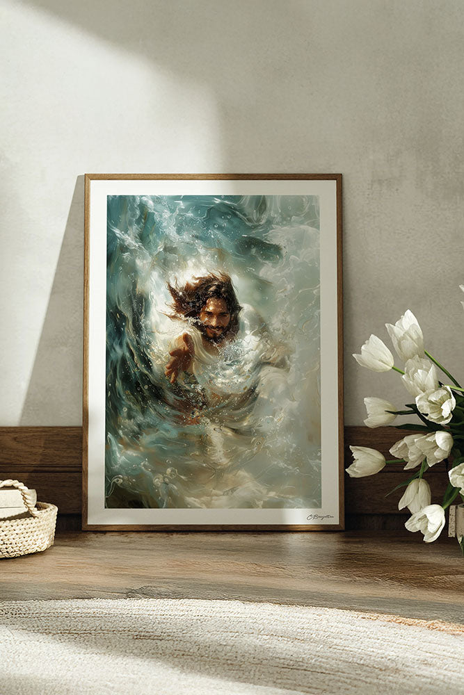 Jesus Saves Art - Signed & Hand Painted - Oak Frame