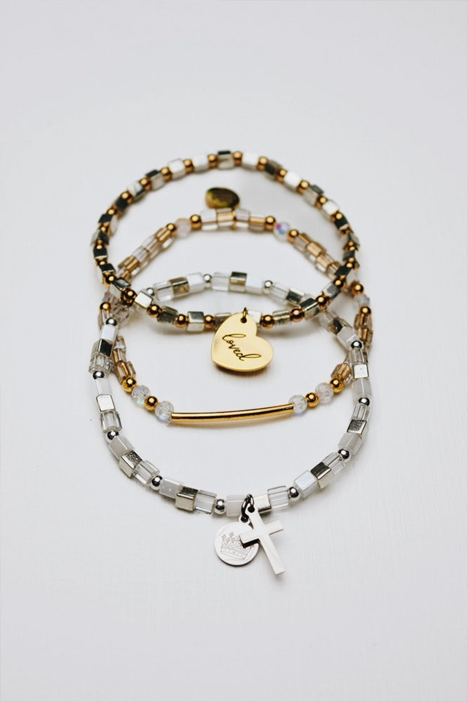 Fair-Trade Cross Beaded Bracelet - Made by Survivors