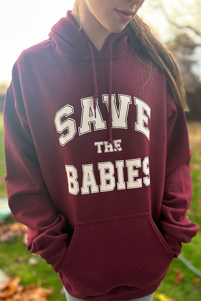Maroon Save The Babies Hoodie