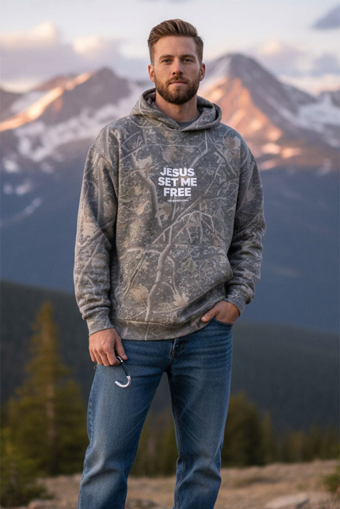 Premium Hoodie | Camo Jesus Set Me Free