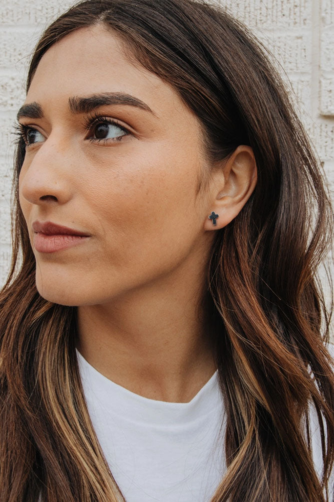 Fair-Trade Silver Cross Earrings - Made by Survivors