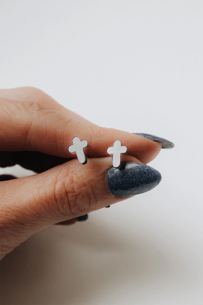 Fair-Trade Silver Cross Earrings - Made by Survivors