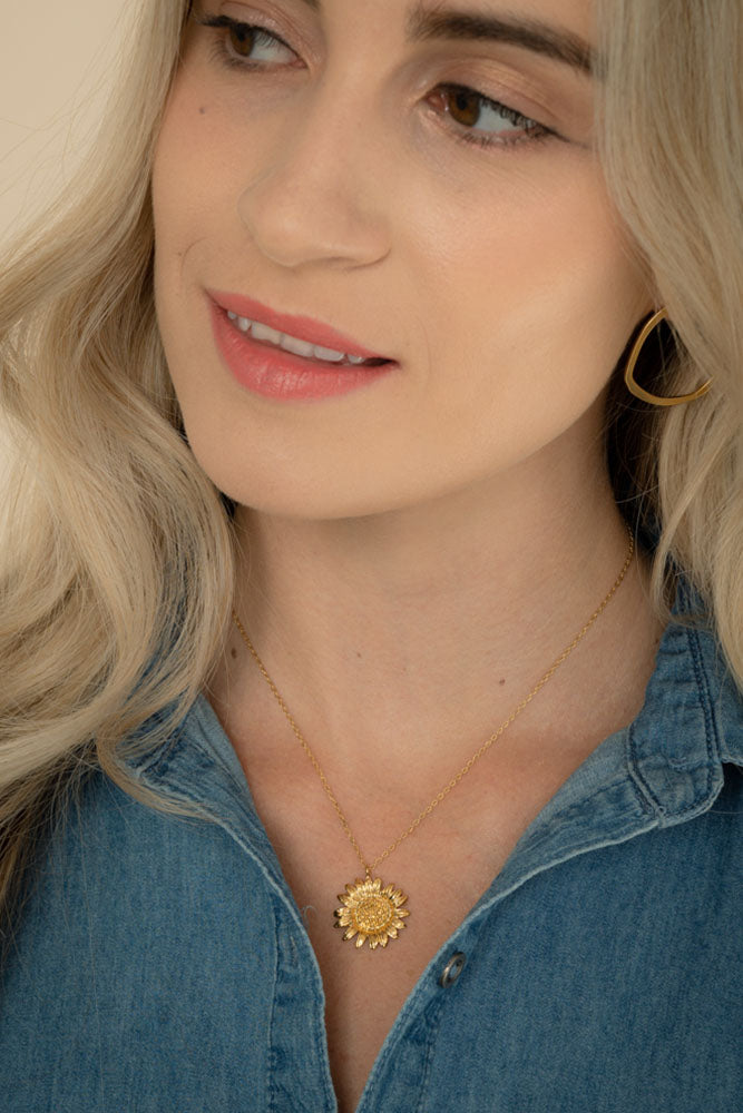 Fair-Trade Golden Sunflower Necklace - Made by Survivors