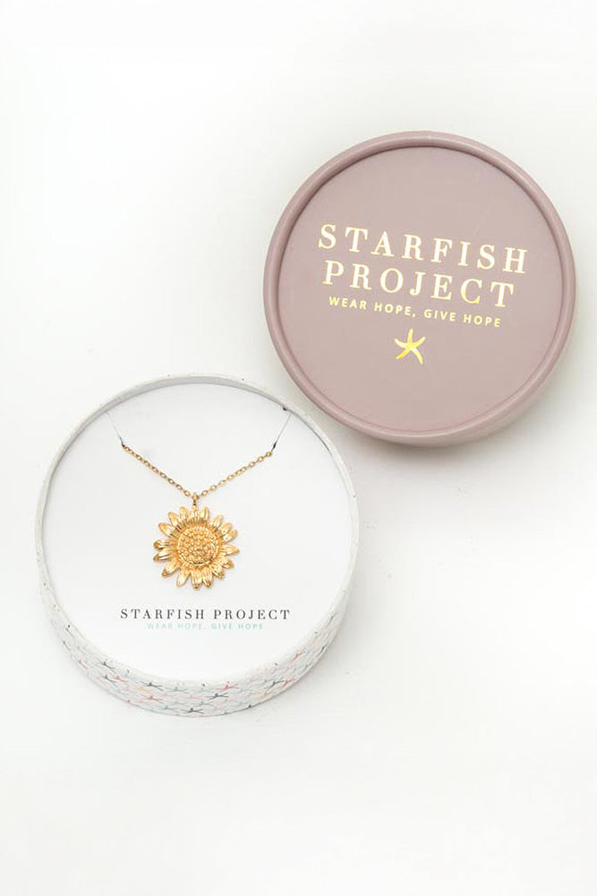 Fair-Trade Golden Sunflower Necklace - Made by Survivors