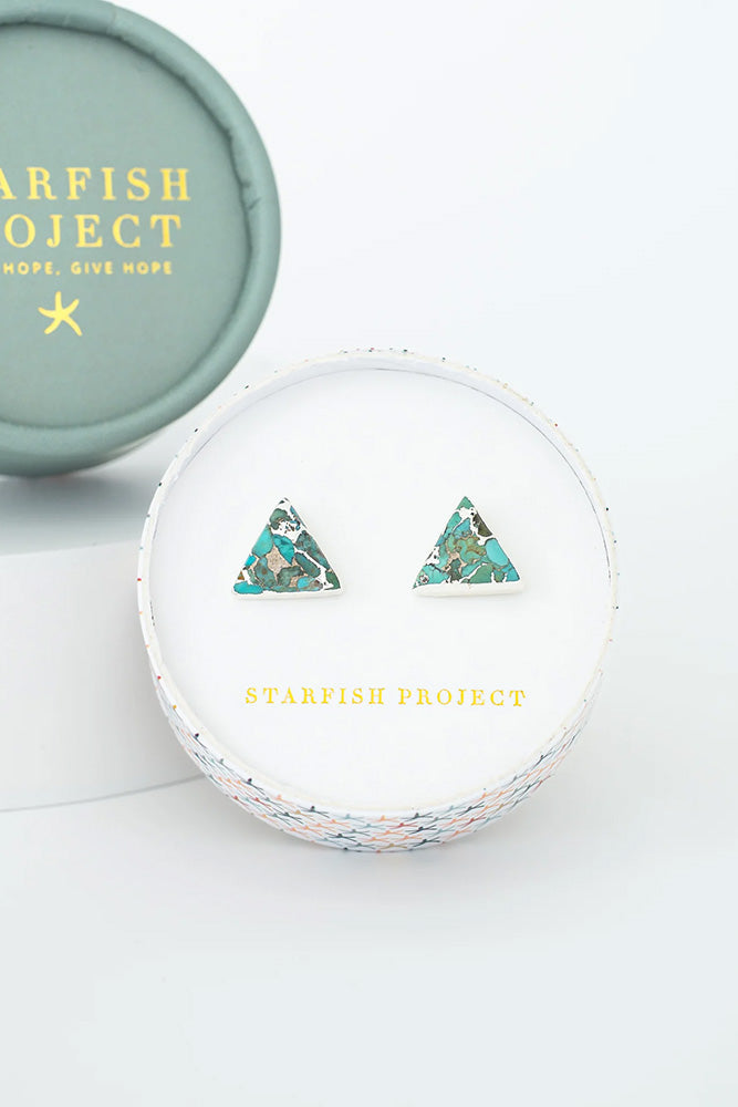 Fair-Trade Turquoise Trinity Earrings