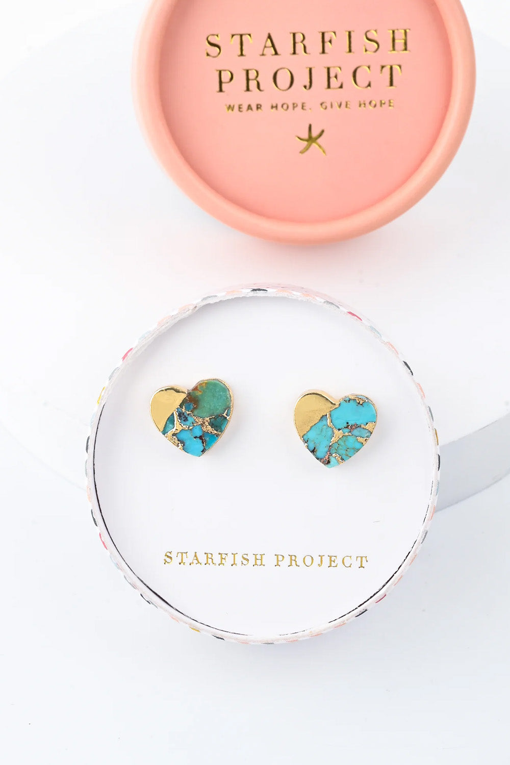 Fair-Trade Turquoise Heart of God Earrings