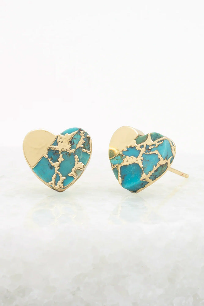 Fair-Trade Turquoise Heart of God Earrings