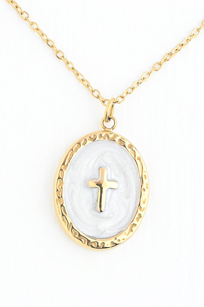 Fair-Trade White Cross Necklace - Made by Survivors
