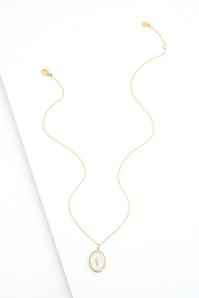 Fair-Trade White Cross Necklace - Made by Survivors