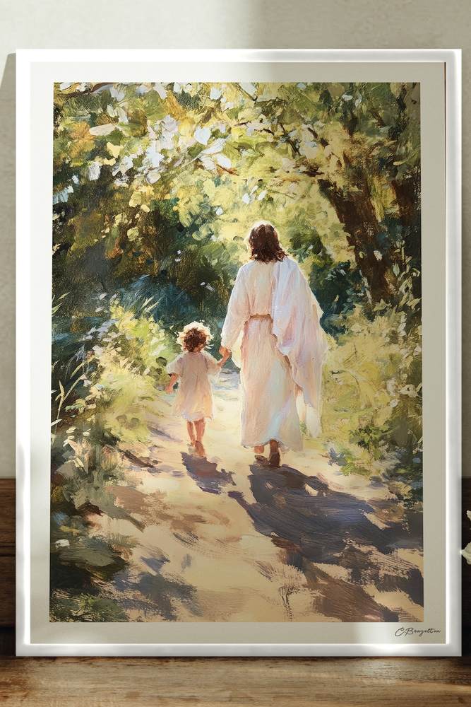 Guide Me in Truth Christian art, white frame leaning on ledge