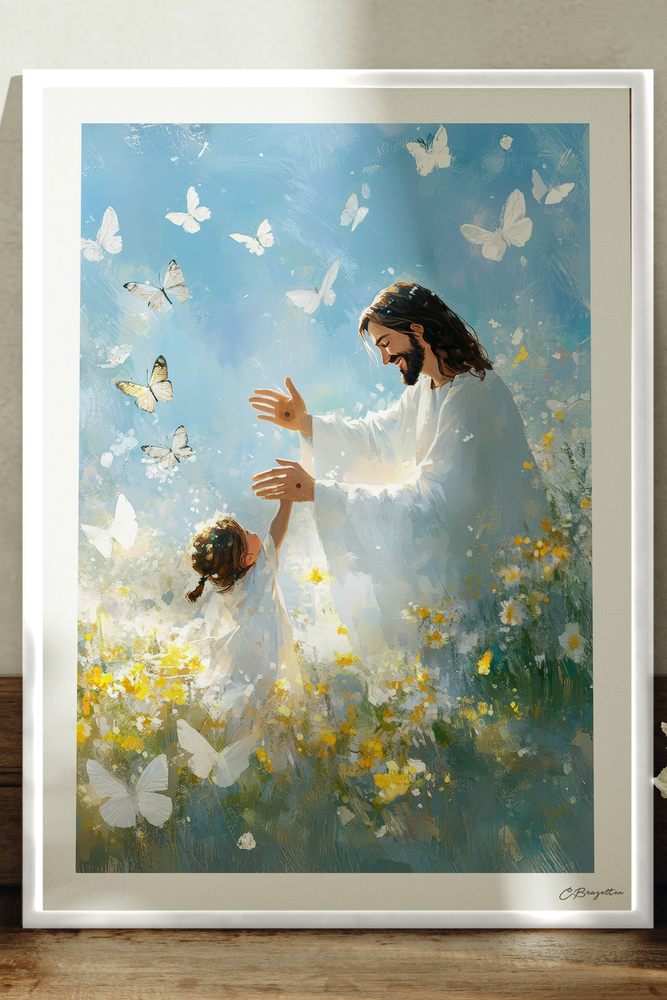 Made New Christian art, white frame leaning on ledge