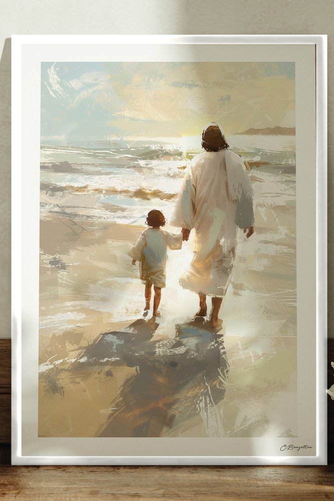 Morning Sun Christian art in a white frame