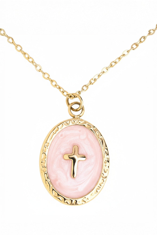 Fairtrade Pink Cross Necklace