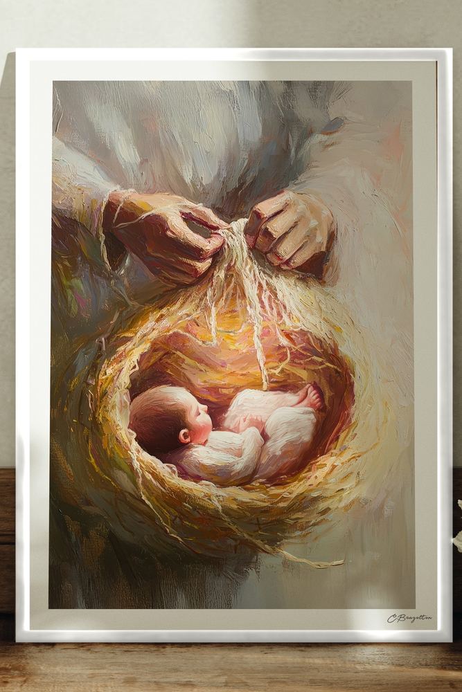 Wonderfully Made #2 Christian art, white frame leaning on ledge