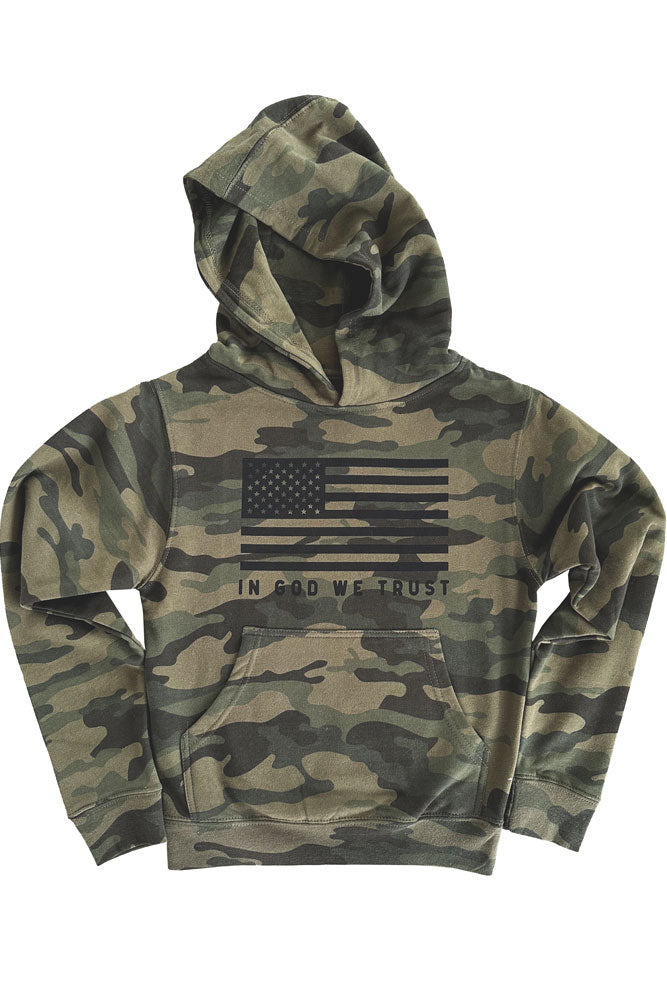 Youth In God We Trust Camo Hoodie - Hope Outfitters