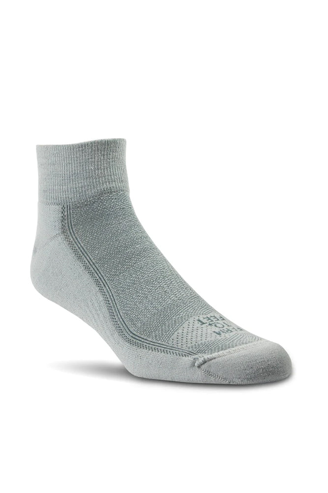 USA-made merino 1/4 Austin socks in silver gray, side view