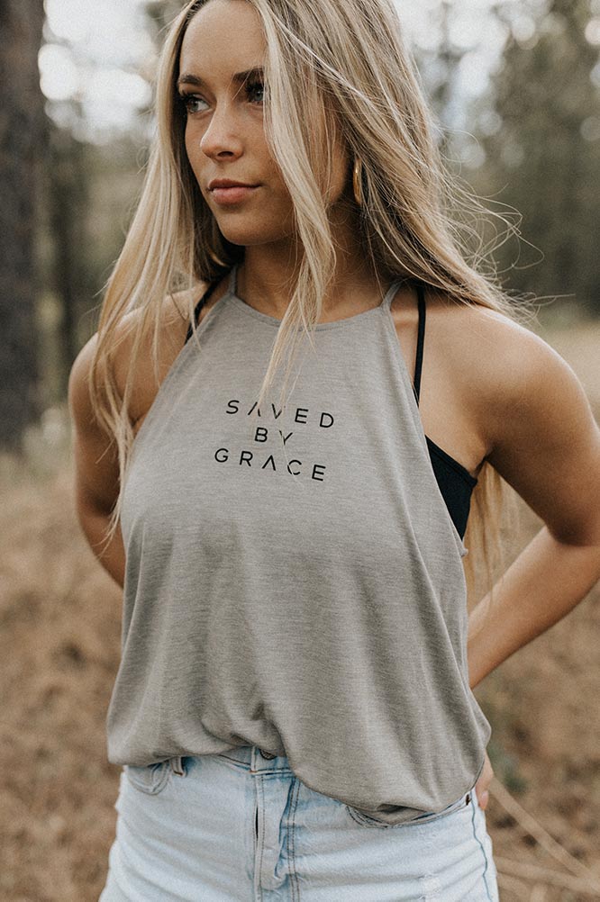 Saved By Grace High Neck Tank - Hope Outfitters
