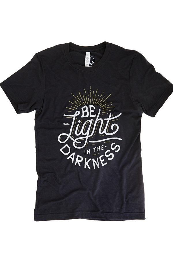 Be Light Christian t-shirt, black, front flat lay