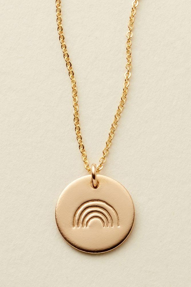 Gold Rainbow Covenant Disc Necklace