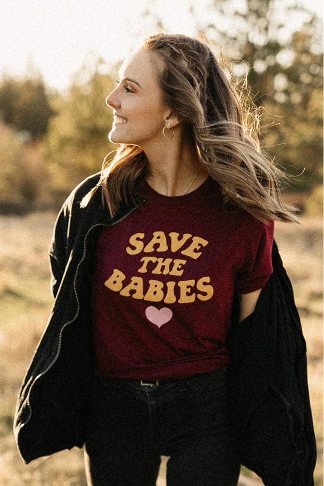 Maroon Save The Babies Tee