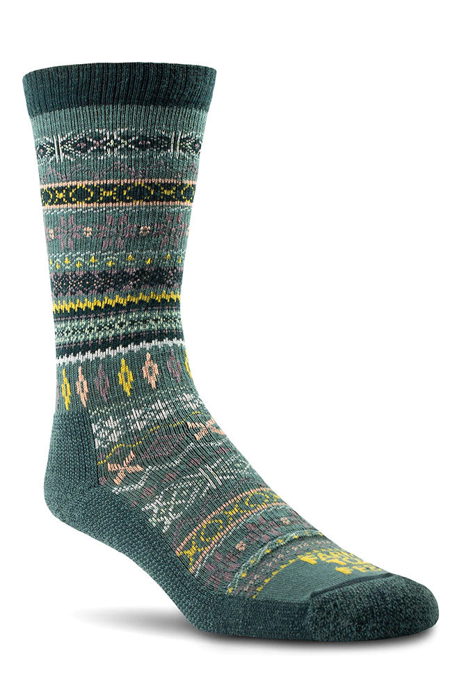 USA-made Hamilton socks in green gables with a patterned knit