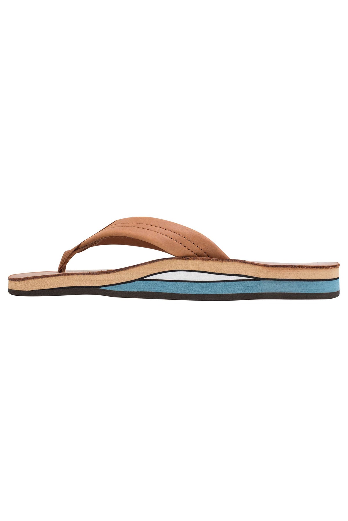 Womens Rainbow Sandals Classic Double Tan &amp; Blue