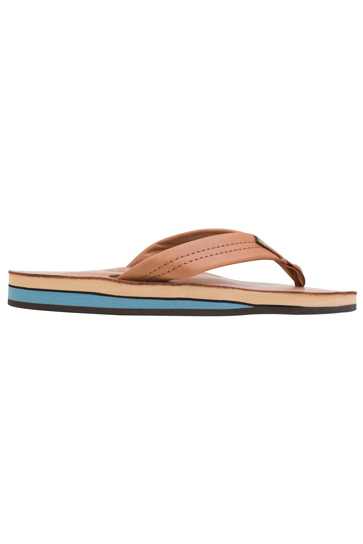 Womens Rainbow Sandals Classic Double Tan &amp; Blue